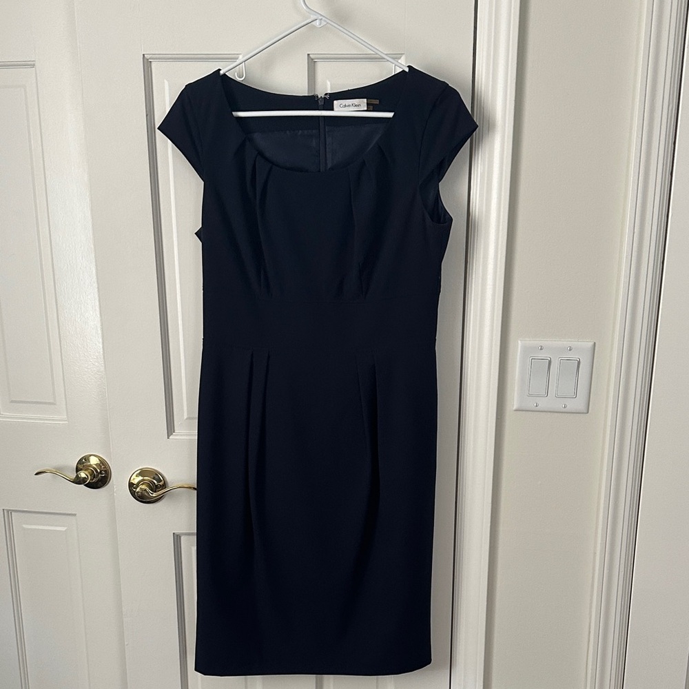 Calvin Klein Classic Navy Blue Midi Dress